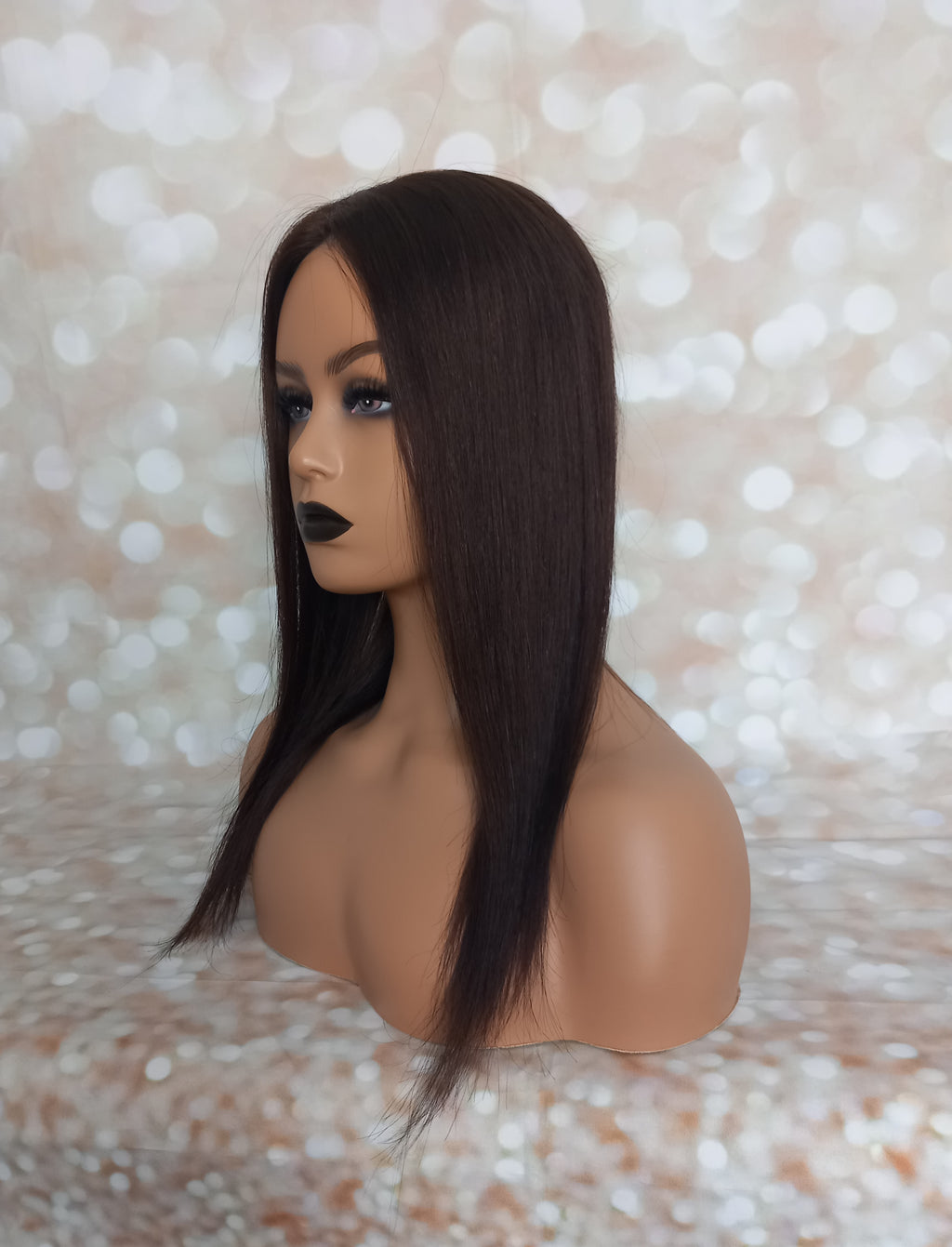 Ready to ship - Bella human hair topper, silk and weft base, lace front, 16 inches long, organic cocoa