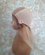Load image into Gallery viewer, Ready to ship- Silk base lace front wig, medical, hair loss, high quality, realistic, lightest blonde, fringe, Medium