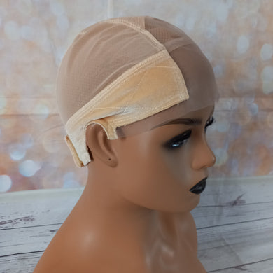 Velvet wig grip cap, black, beige