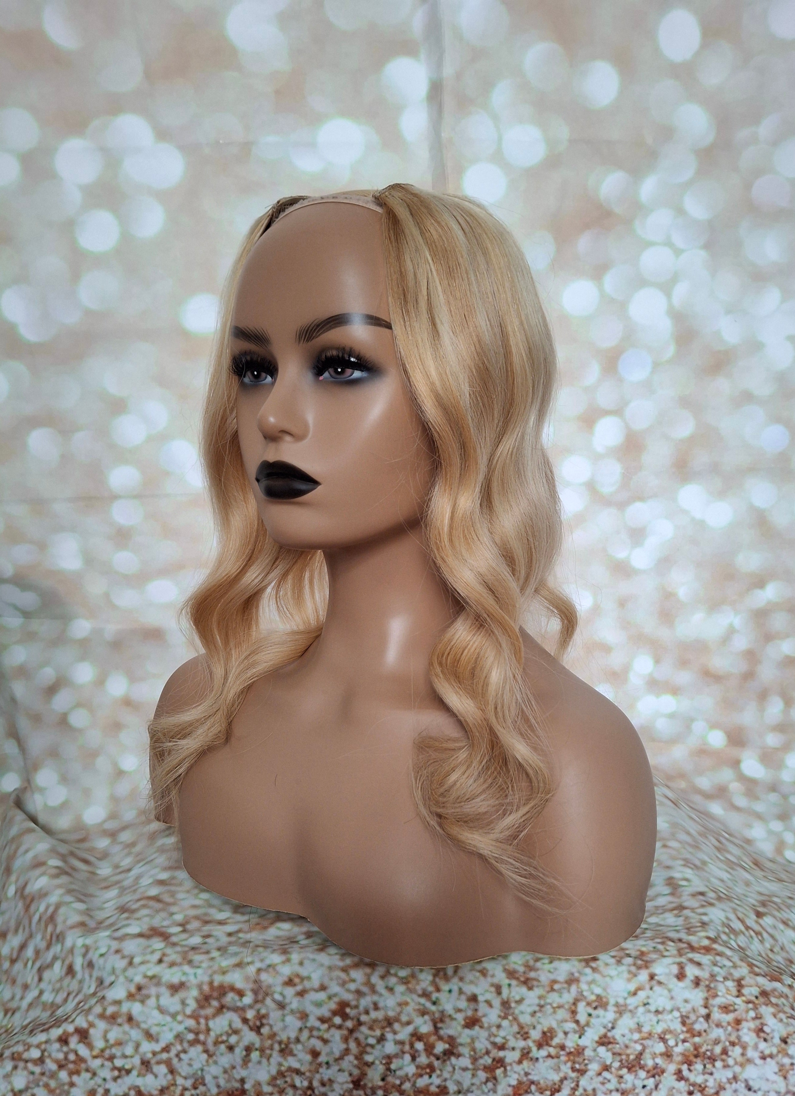 Ready to ship- U part topper 27/613,  strawberry blonde/ light blonde clip in hair booster, volumiser, 16 inches long 6x6 inch