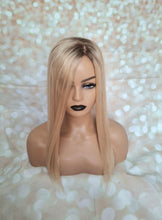 Load image into Gallery viewer, Ready to ship- Silk base topper , ash blonde/ light blonde with light root, 5x6 inch, 18 inches long