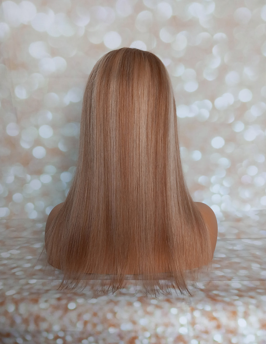 Ready to ship - Bella human hair topper, silk and weft base, lace front, 16 inches long, 8/16/60 creme caramel