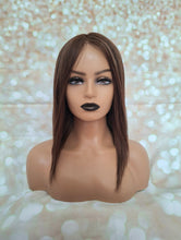 Load image into Gallery viewer, Ready to ship- Silk base lace front wig, medical, hair loss, high quality, realistic, brunette balayage, Medium