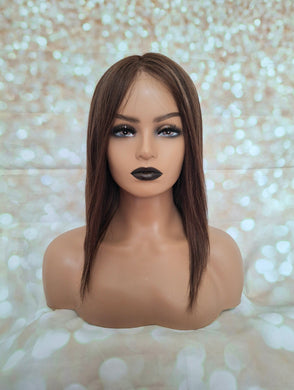 Ready to ship- Silk base lace front wig, medical, hair loss, high quality, realistic, brunette balayage, Medium