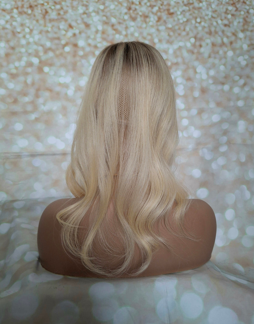 Ready to ship- Silk base topper, light blonde, medium root, 3x5 inch, 16 inches long