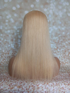 Ready to ship -luxury quality human hair topper, silk and weft base, lace front, 16 inches long, honey blonde