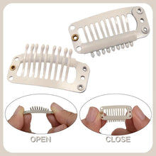 Load image into Gallery viewer, Hair extension clips- straight teeth, pack of 10- highest quality, black, beige, brown, dark brown