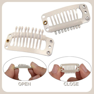 Hair extension clips- straight teeth, pack of 10- highest quality, black, beige, brown, dark brown