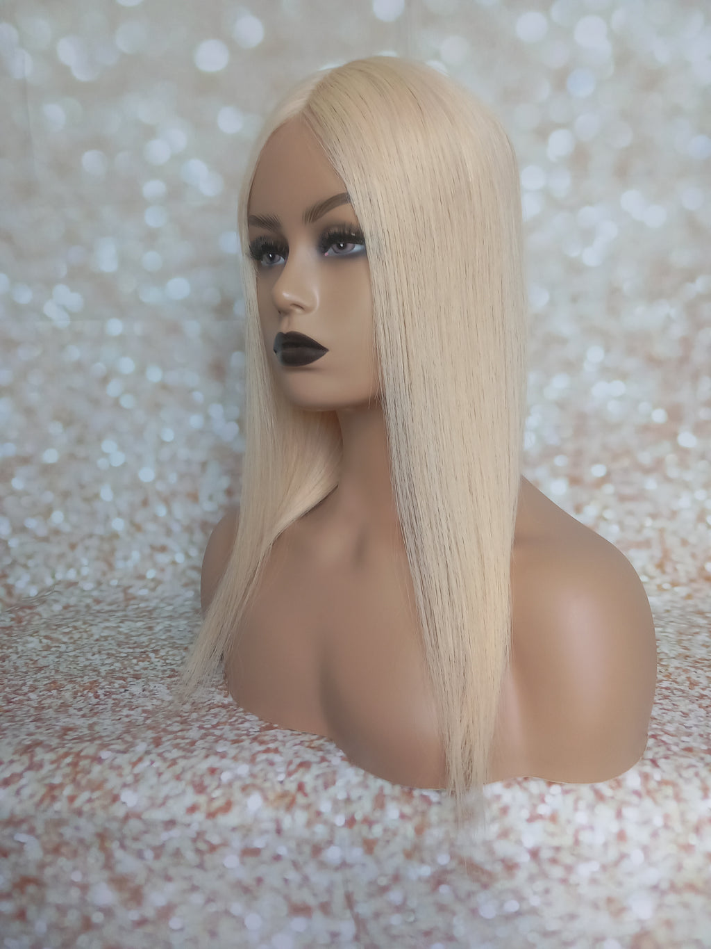 Ready to ship -Bella quality human hair topper, silk and weft base, lace front, 16 inches long, creme