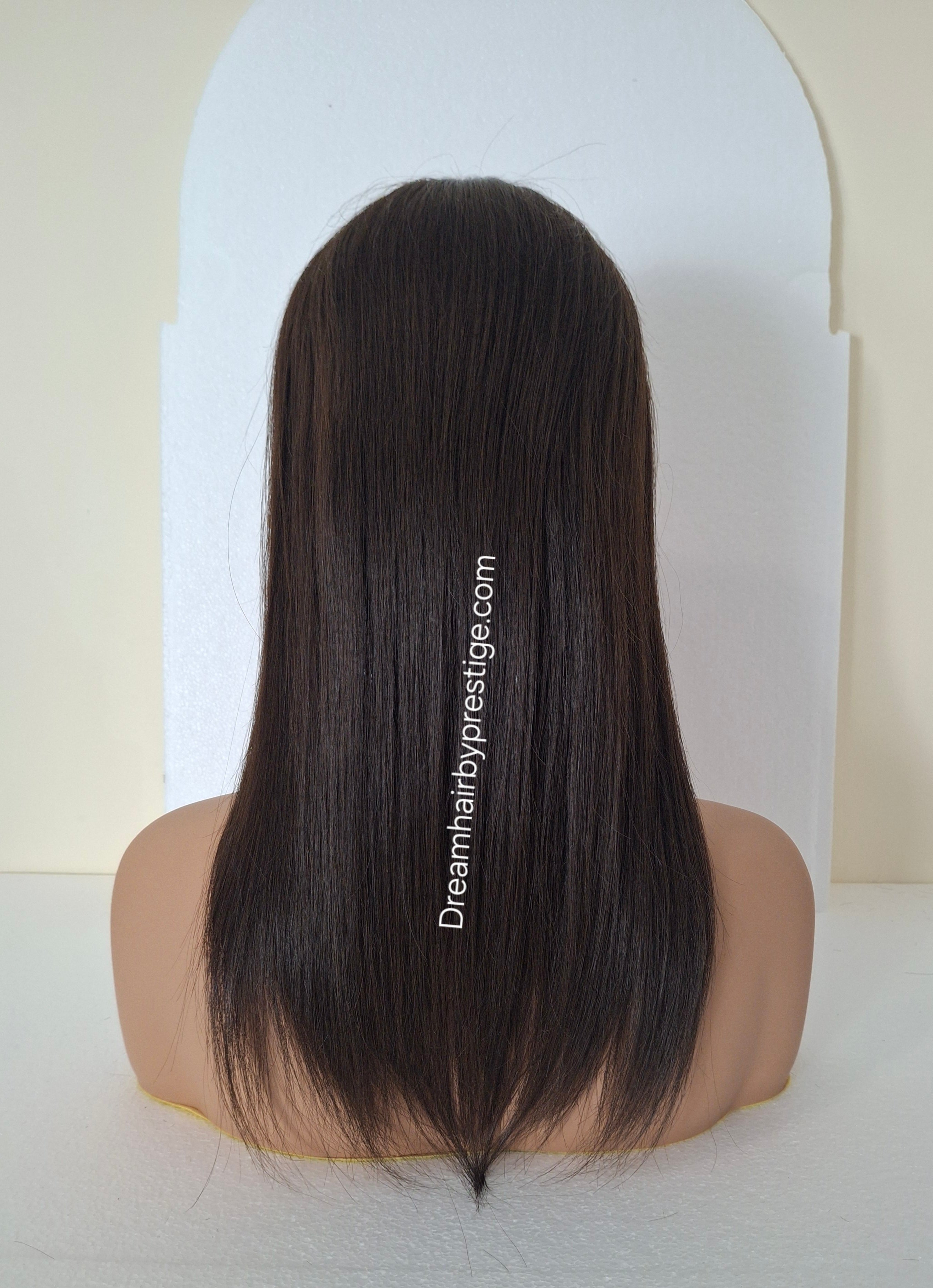Ready to ship - Bella human hair topper, silk and weft base, lace front, 16 inches long, organic cocoa