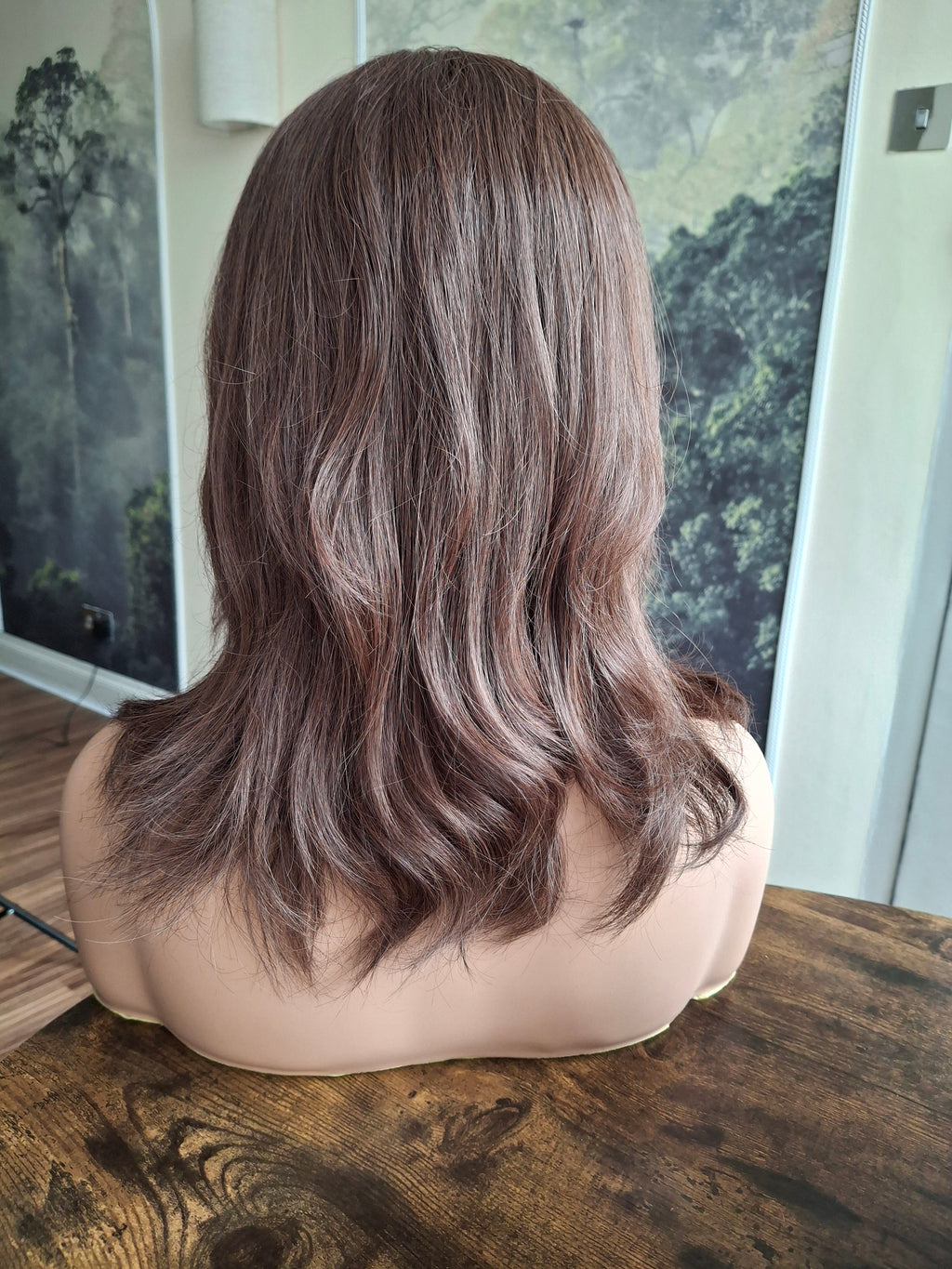 Ready to ship - Callie human hair topper, lace and weft base, lace front, 10 inches long, #4- roasted chestnut