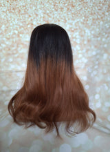 Load image into Gallery viewer, Ready to ship- U part topper #1b/6, natural black to medium golden brown,clip in hair booster, 18 inches long 6x6 inch