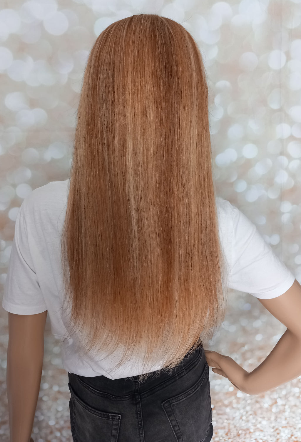 Ready to ship- Khloe Human hair headband wig, band fall, 8/613 blonde mix, 18 inches long, straight