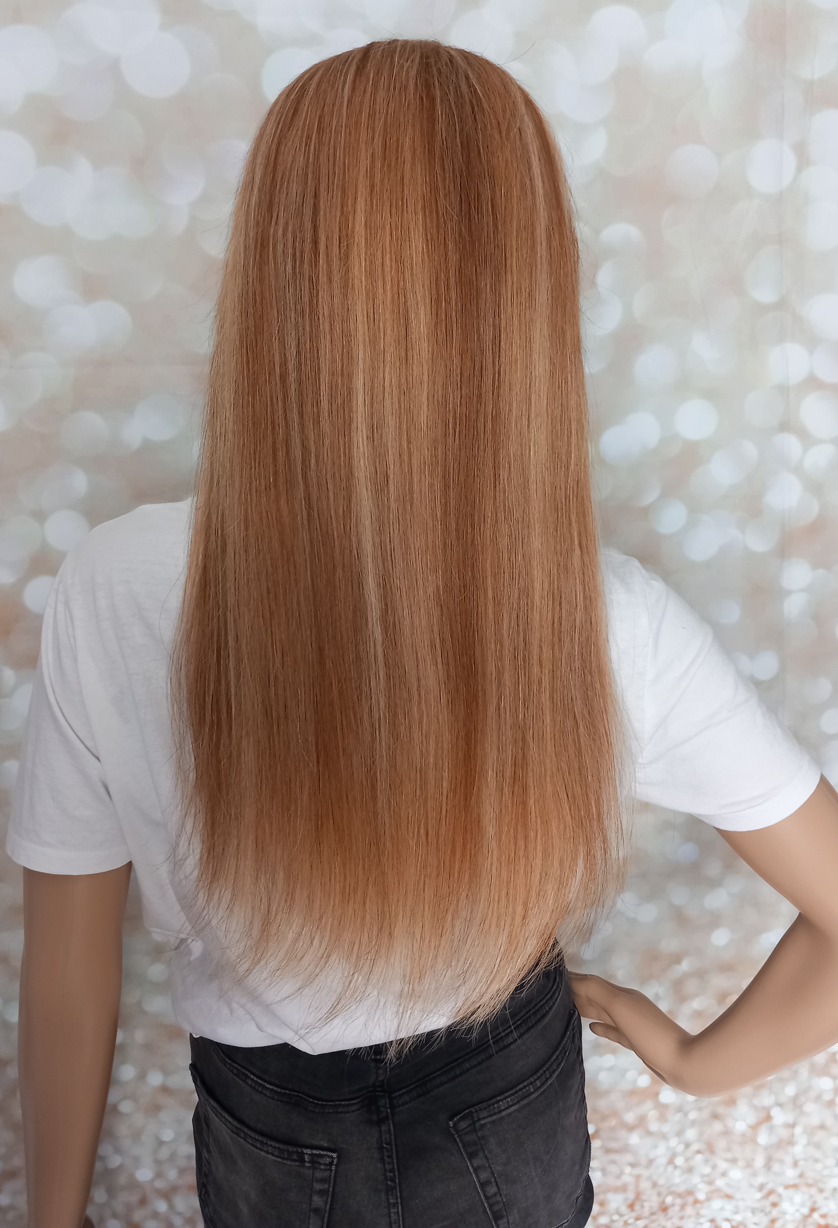 Ready to ship- Khloe Human hair headband wig, band fall, 8/613 blonde mix, 18 inches long, straight