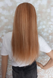 Ready to ship- Human hair headband wig, band fall, 8/613 blonde mix, 18 inches long, straight