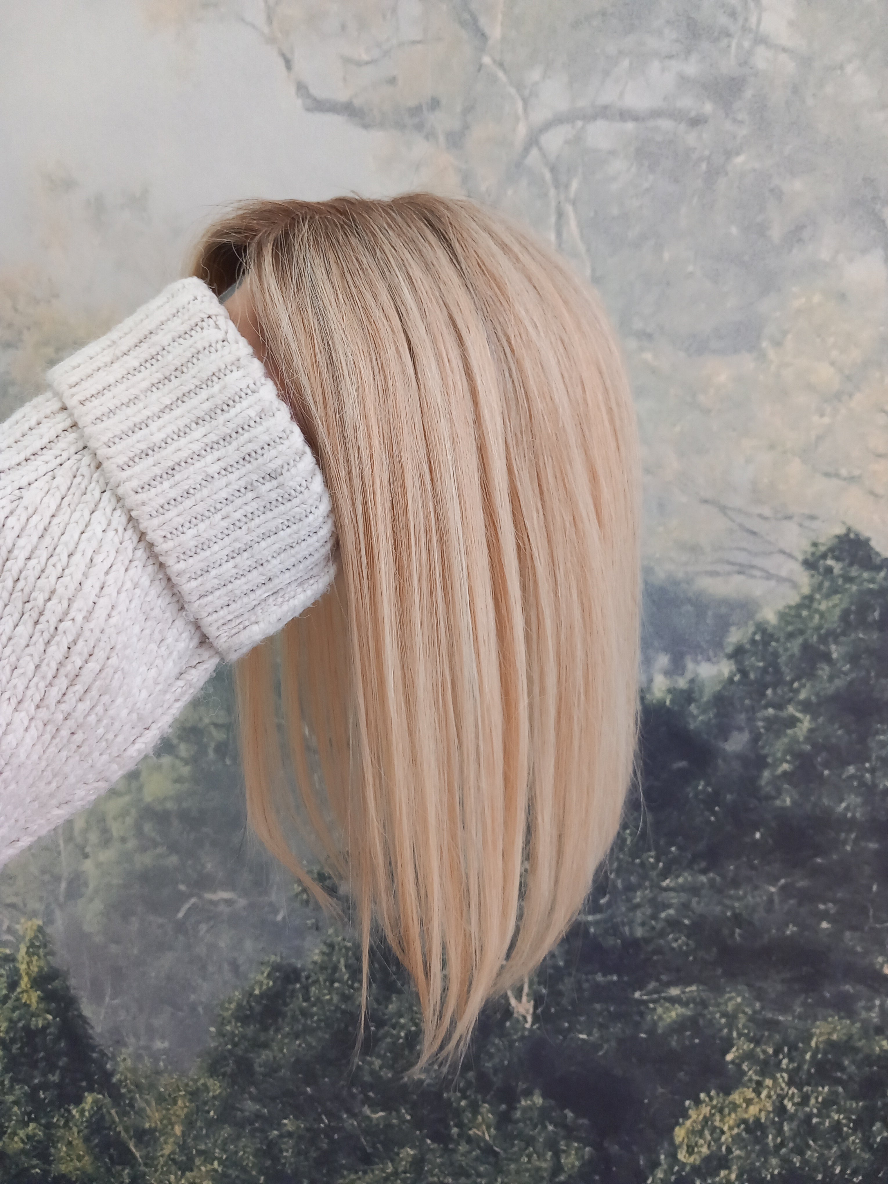 Ready to ship- Mila silk base human hair topper, 12 inches long,honey blonde with root