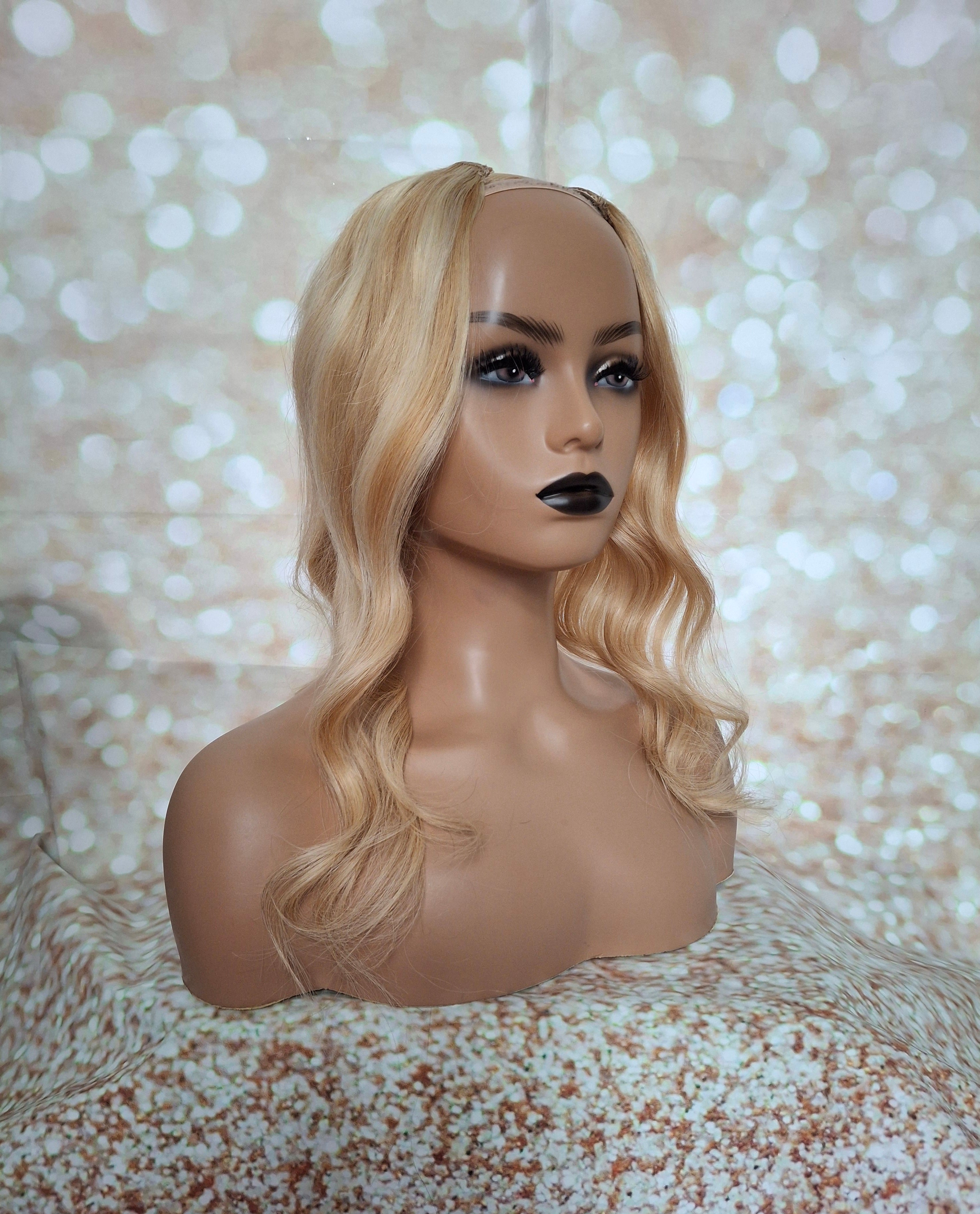 Ready to ship- U part topper 27/613,  strawberry blonde/ light blonde clip in hair booster, volumiser, 16 inches long 6x6 inch