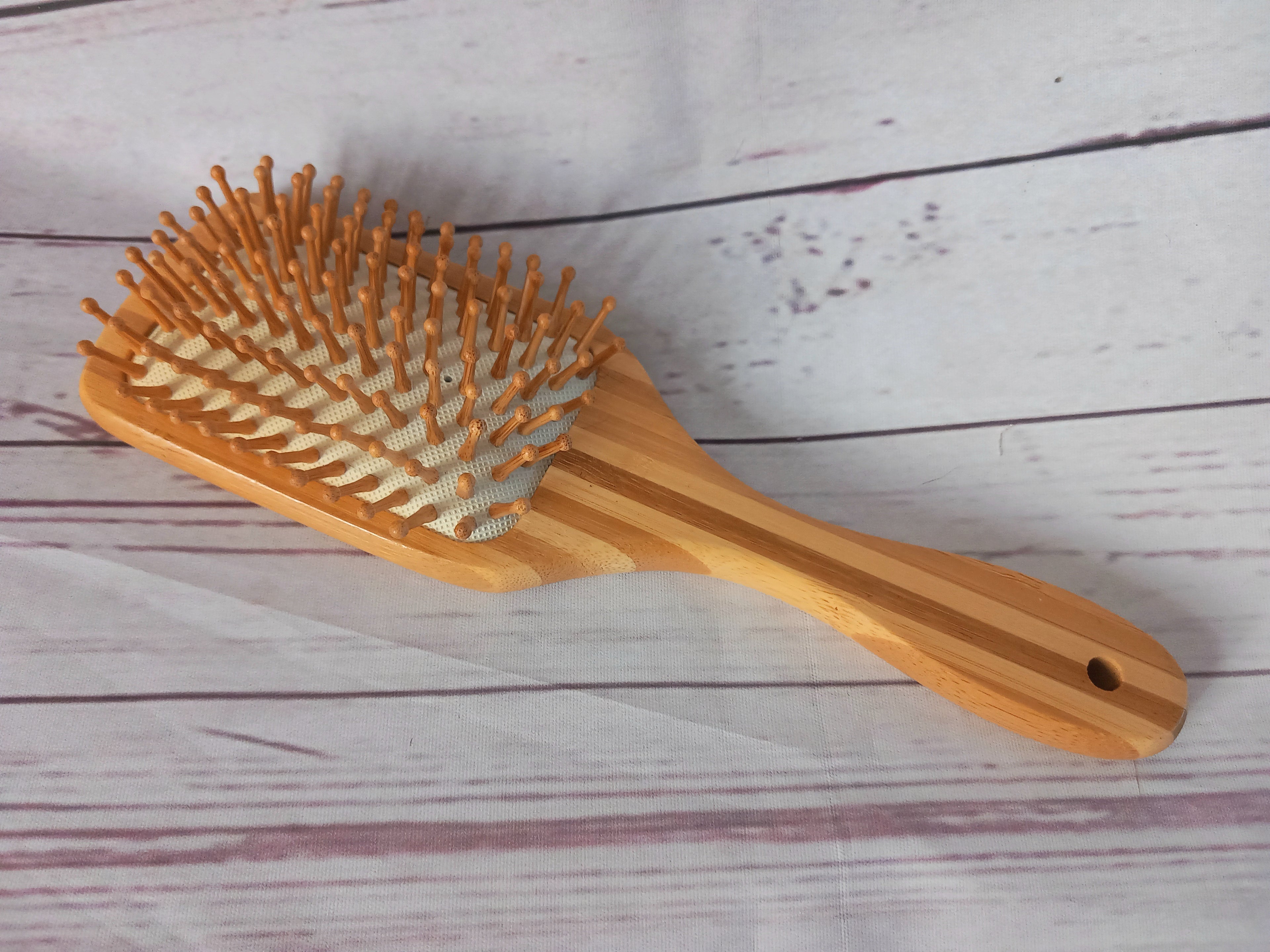 Bamboo paddle brush for detangling Hair extensions and wigs
