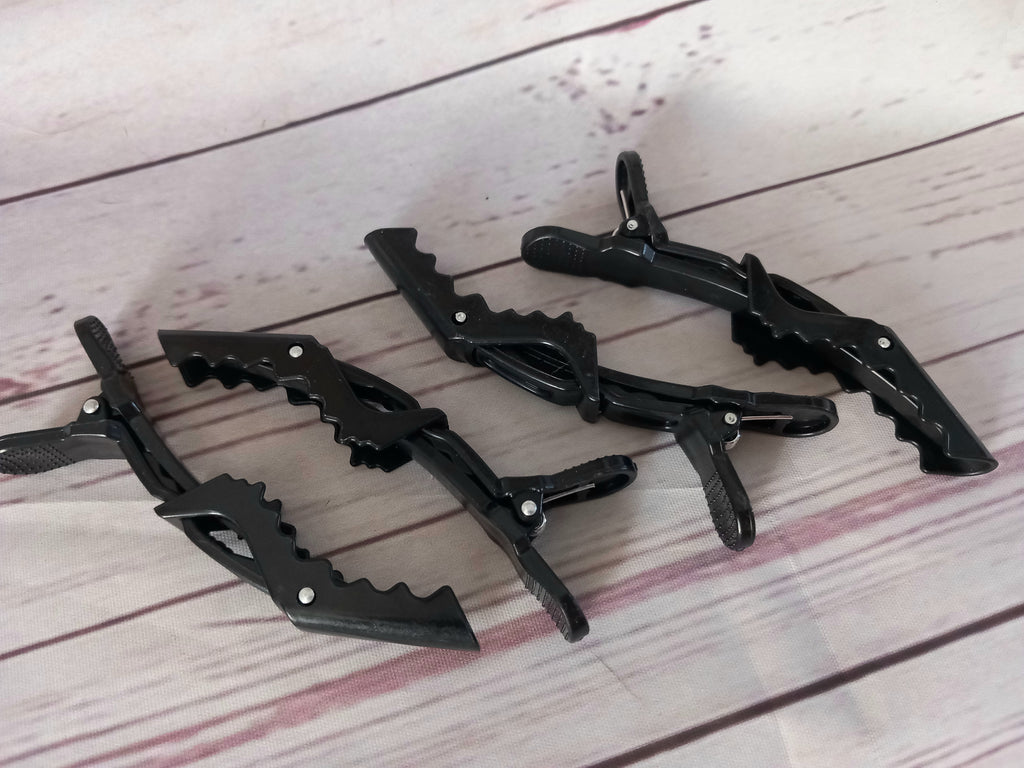 Sectioning clips, pack of 4 strong crocodile clips, black