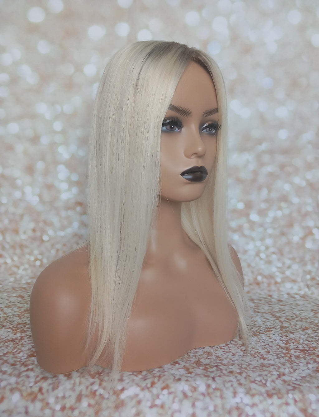 Ready to ship- Silk base topper , lightest blonde with light root, 5x6 inch, 18 inches long