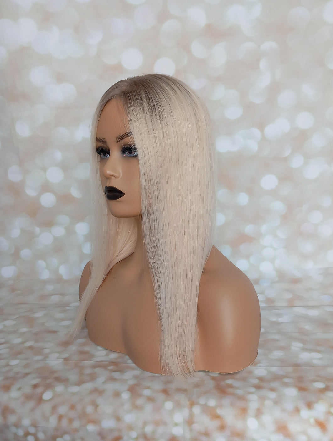 Ready to ship - human hair topper, silk and weft base, lace front, 16 inches long, light blonde light root