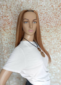 Ready to ship, Vibe U part wig, dark brown/ strawberry blonde, 18 inches long, Medium size