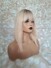 Load image into Gallery viewer, Ready to ship- Silk base lace front wig, medical, hair loss, high quality, realistic, lightest blonde, fringe, Medium