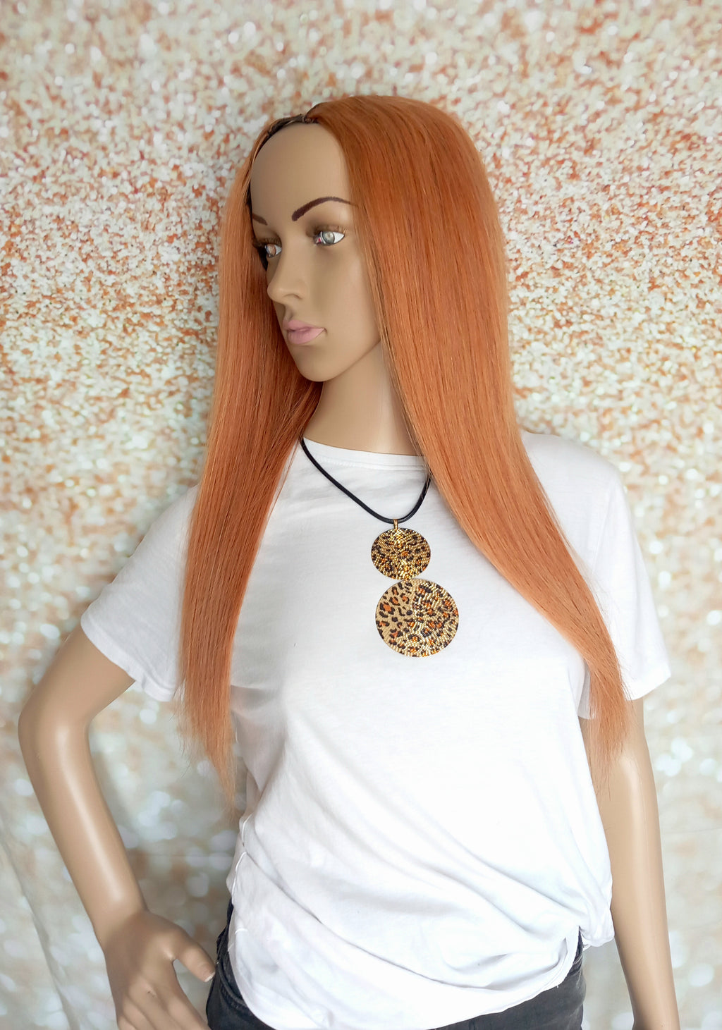 Ready to ship, Vibe U part wig, light auburn, 18 inches long, Medium size