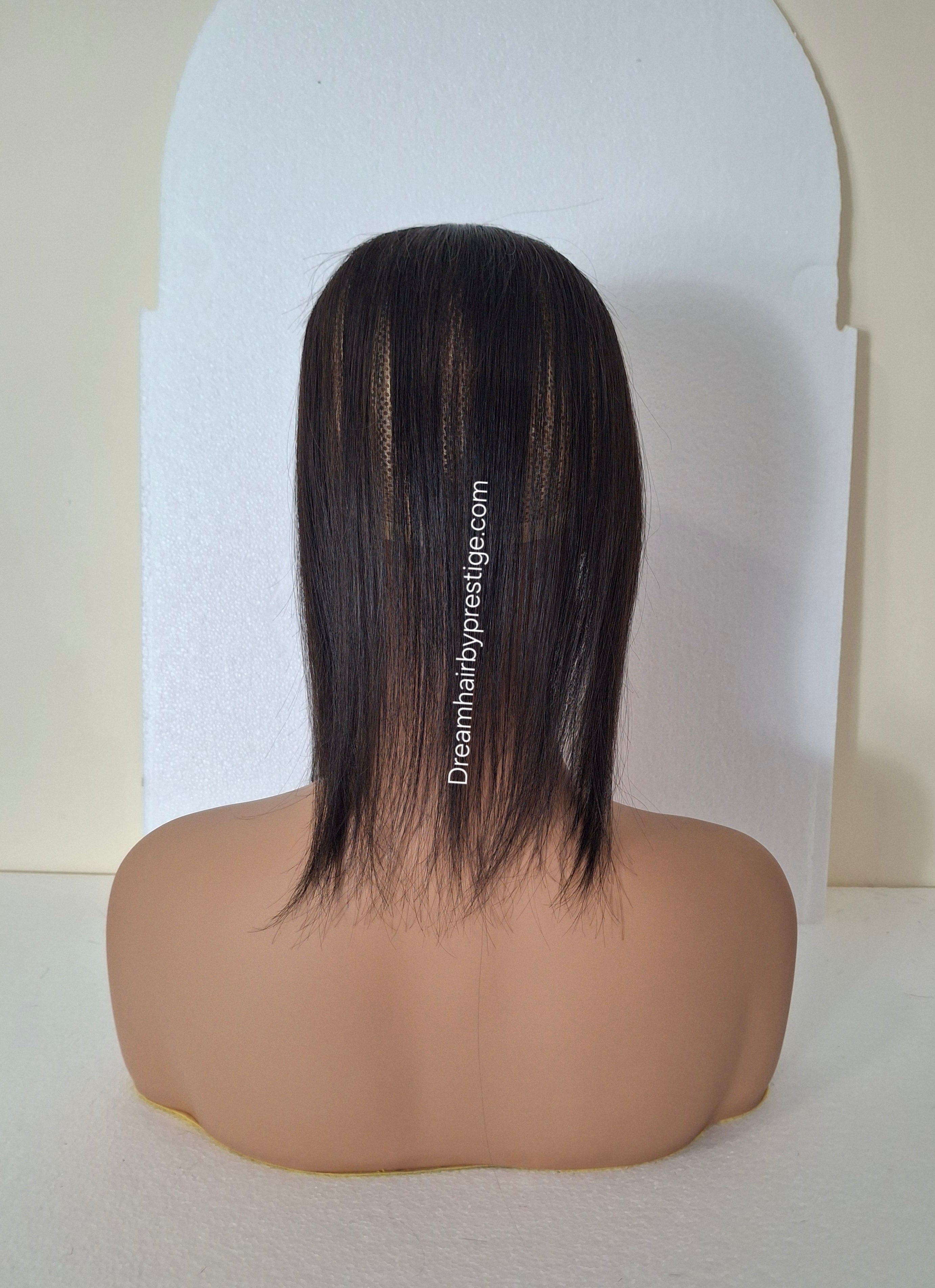 Betty- Lace and weft base human hair topper, 12 inches long,natural black