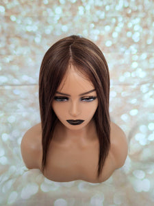 Ready to ship- Silk base lace front wig, medical, hair loss, high quality, realistic, brunette balayage, Medium