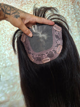 Charger l&#39;image dans la galerie, Ready to ship-lace base natural black human hair topper, fringe, bangs