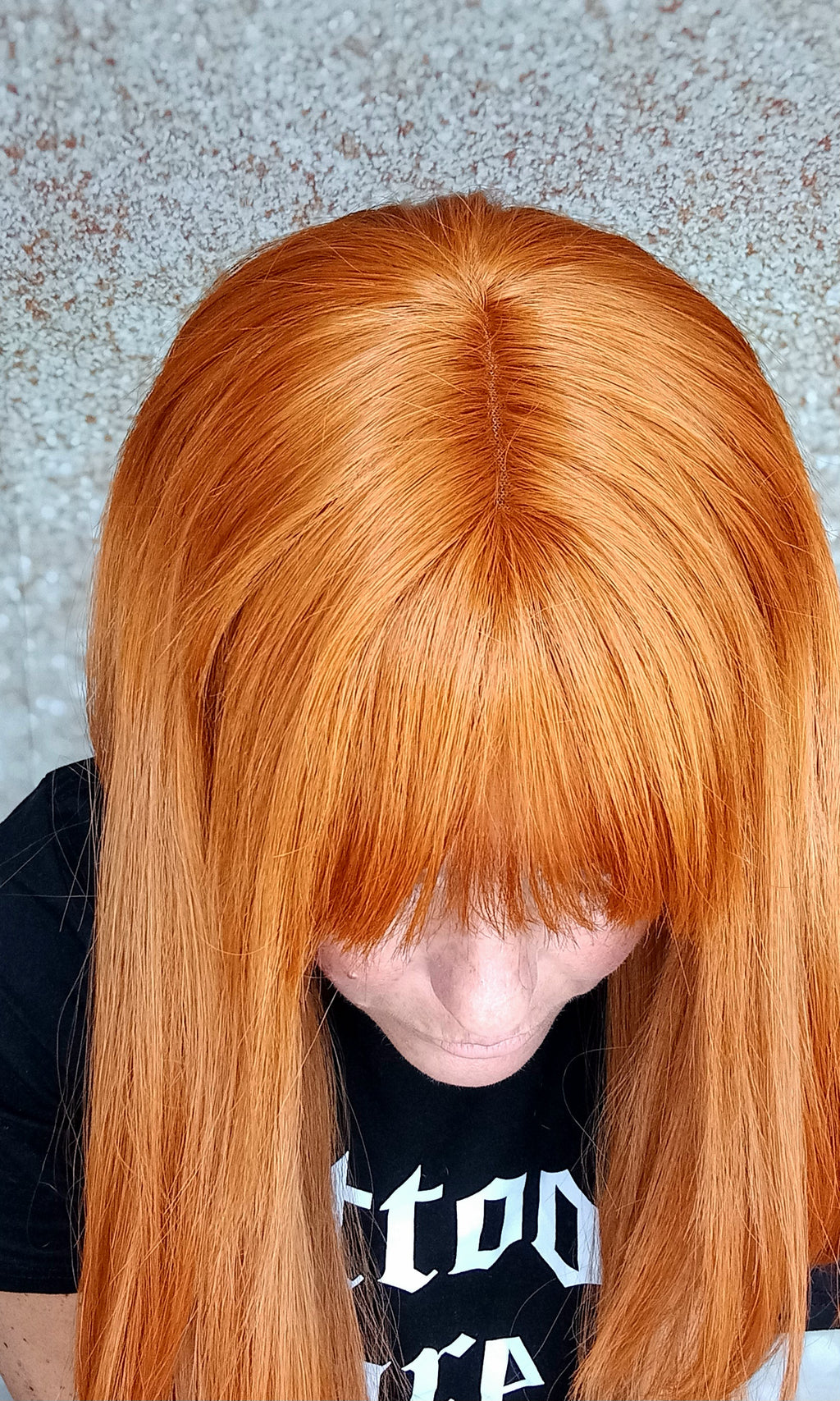 Clearance - Ready to ship -Copper dream human hair lace top wig with mini lace front medium cap, 18 inches long, 200 density, with fringe, without fringe option