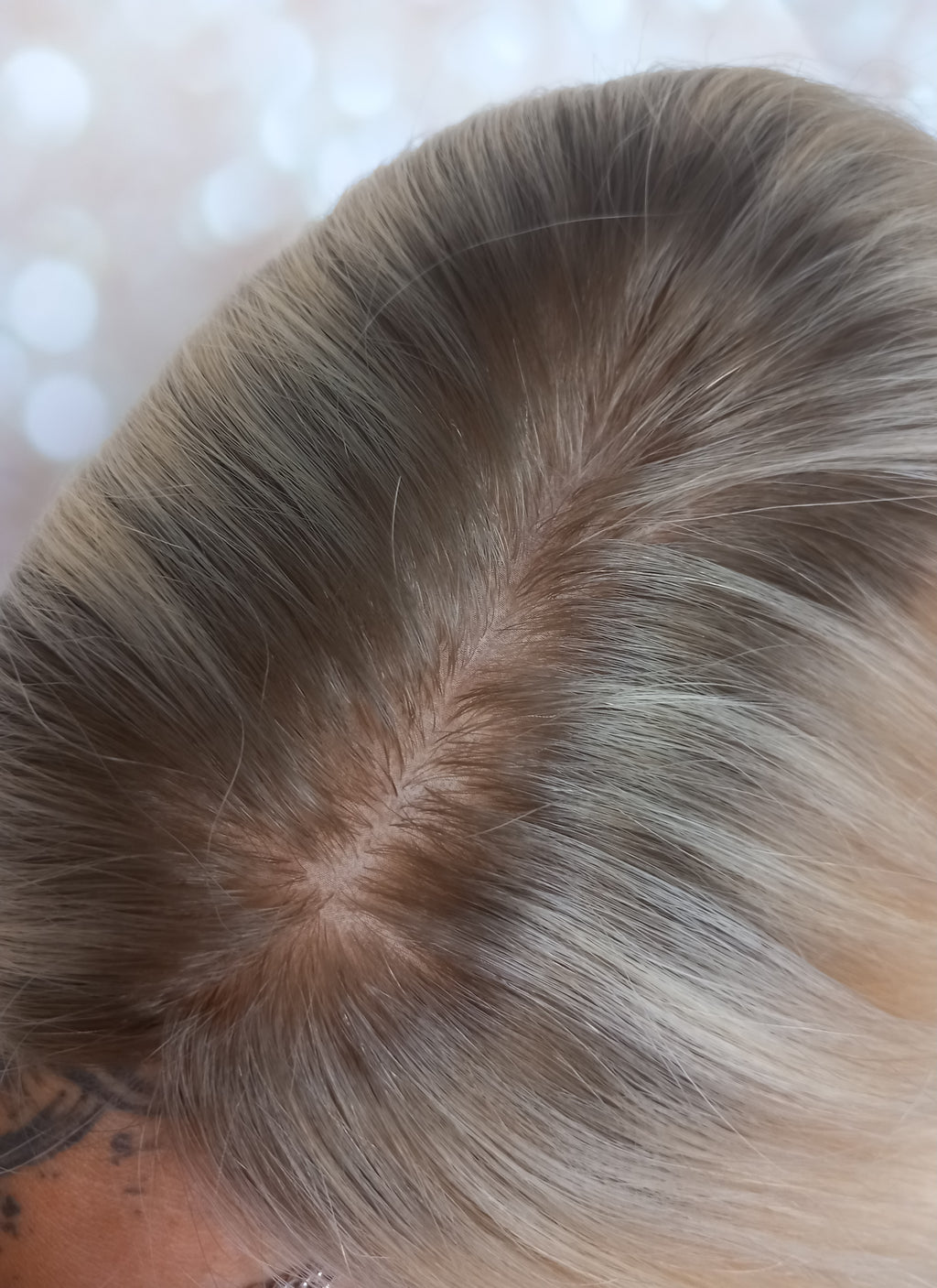 Ready to ship- Silk base topper , lightest blonde with light root, 5x6 inch, 18 inches long