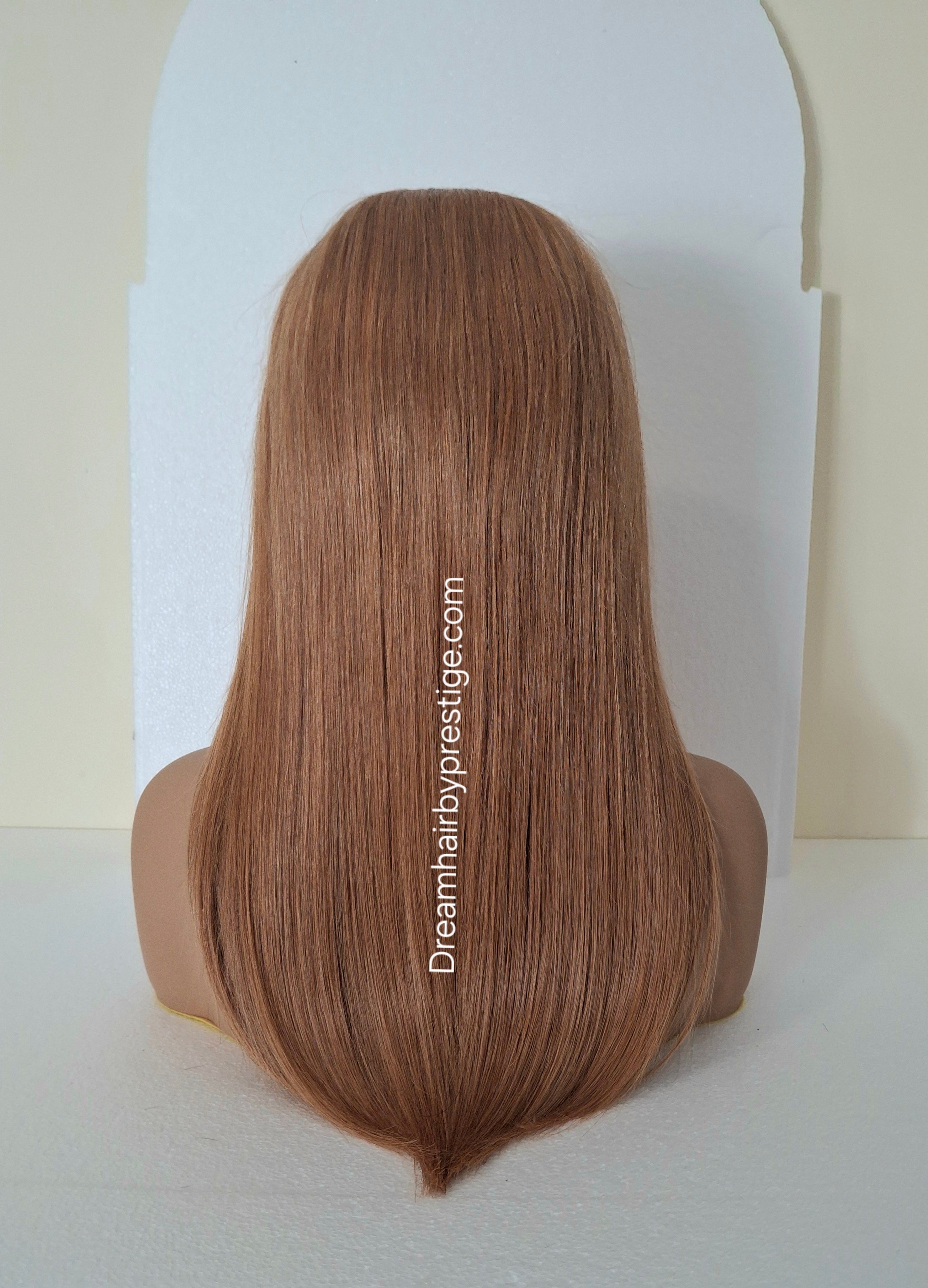 Grace U part wig, light auburn, 18 inches long, Medium size