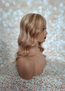Ready to ship- U part topper 8/613,  light warm brown light blonde clip in hair booster, volumiser, 18 inches long 6x6 inch