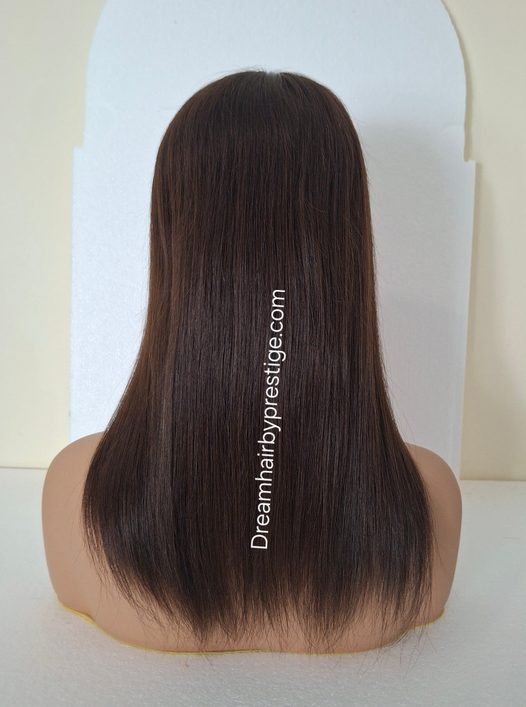 Ready to ship - Bella human hair topper, silk and weft base, lace front, 16 inches long, dark chocolate