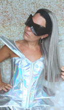 Load image into Gallery viewer, Ready to ship- Human hair headband wig, band fall, silver grey, 18 inches long, straight