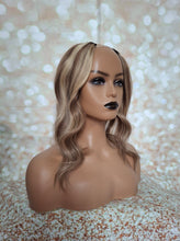 Load image into Gallery viewer, Ready to ship- U part topper 9/613,  ash brown light blonde clip in hair booster, volumiser, 16 inches long 6x6 inch