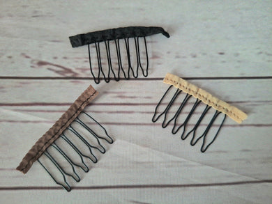 Wig combs- pack of 4- highest quality, black, beige, brown, wrapped