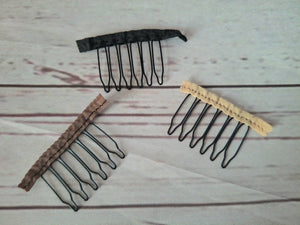 Wig combs- pack of 4- highest quality, black, beige, brown, wrapped