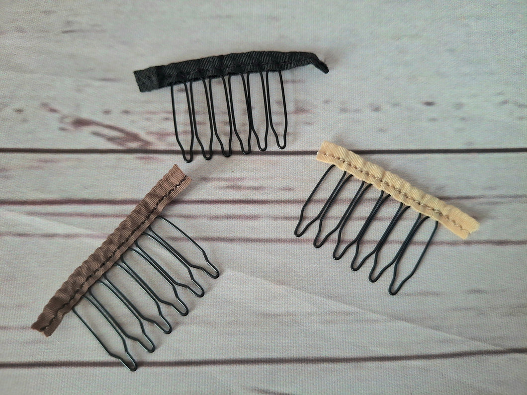 Wig combs- pack of 4- highest quality, black, beige, brown, wrapped