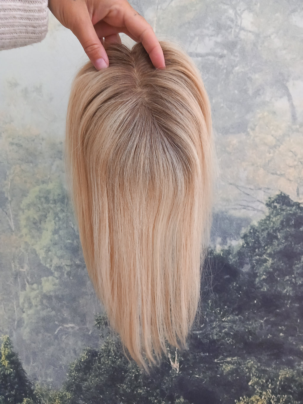 Ready to ship- Mila silk base human hair topper, 12 inches long,honey blonde with root