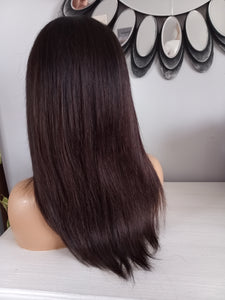 Human hair U part wig- #1b/2- natural black darkest warm brown- 16/18/20/22 inches long