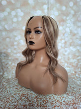 Load image into Gallery viewer, Ready to ship- U part topper 9/613,  ash brown light blonde clip in hair booster, volumiser, 16 inches long 6x6 inch