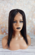 Load image into Gallery viewer, Clearance - immediate despatch- Silk base topper, virgin human hair, black 1b 14 inches long