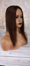 Load image into Gallery viewer, Immediate despatch- Silk base topper, European human hair, scalp effect, realistic part, darkest brown mix