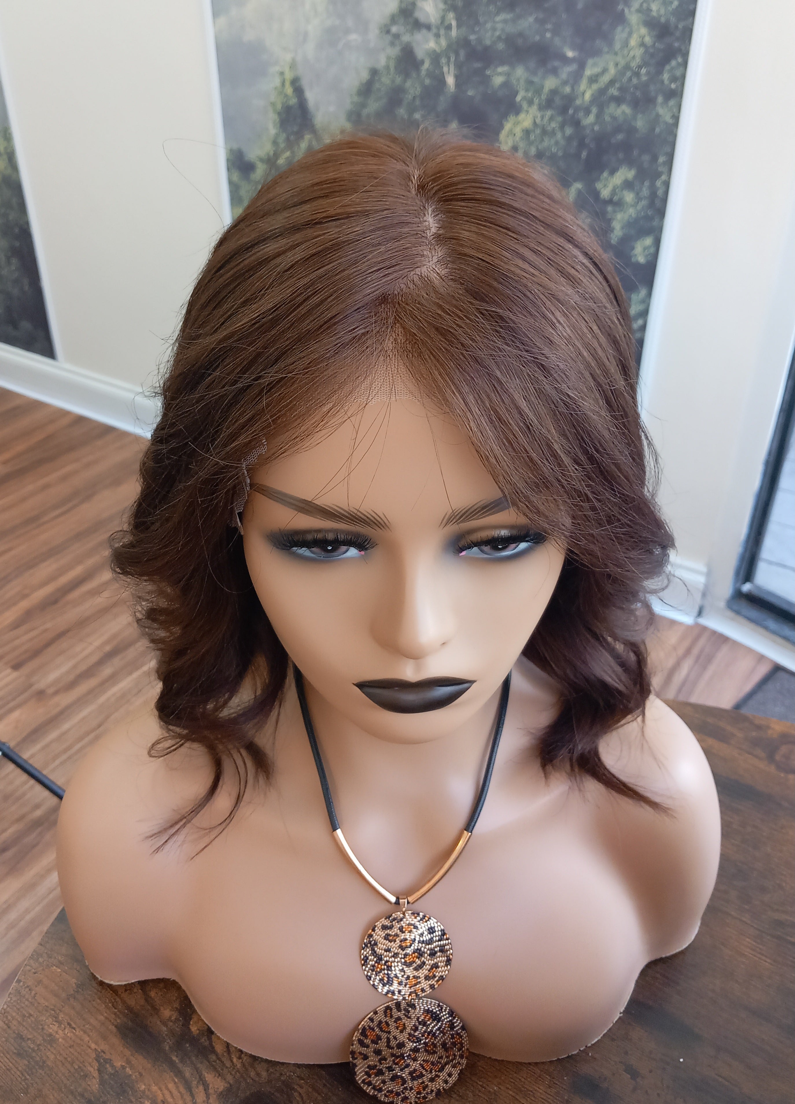 Ready to ship- Lila Silk base lace front wig, medical, hair loss, high quality, realistic, dark brunette, Medium