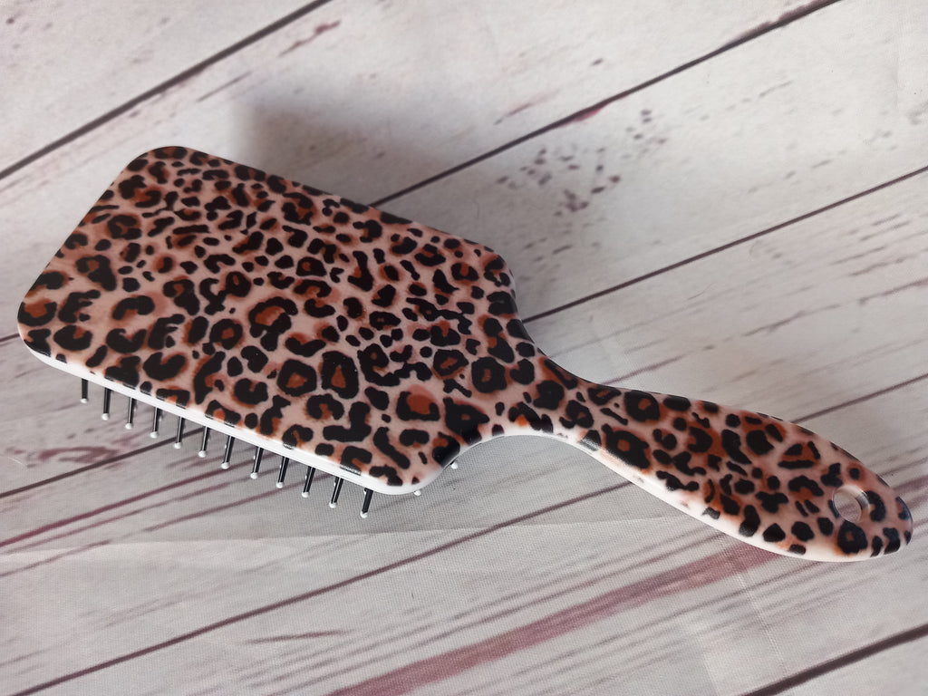 Animal print paddle brush for detangling Hair extensions and wigs