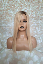 Load image into Gallery viewer, Ready to ship- Silk base topper , ash blonde/ light blonde with light root, 5x6 inch, 18 inches long