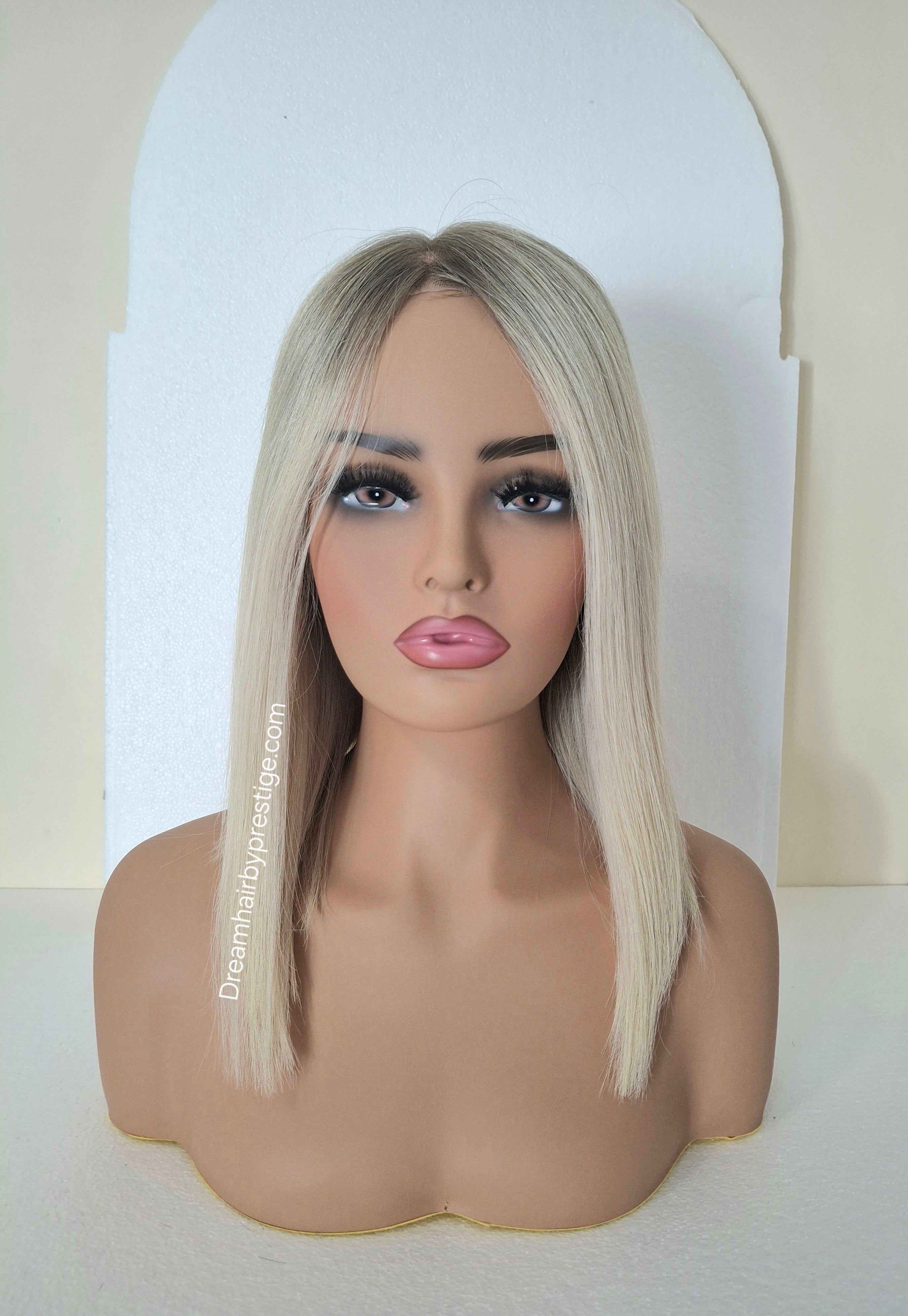 Lila Silk base lace front wig, medical, hair loss, high quality, realistic, whipped cream, Medium
